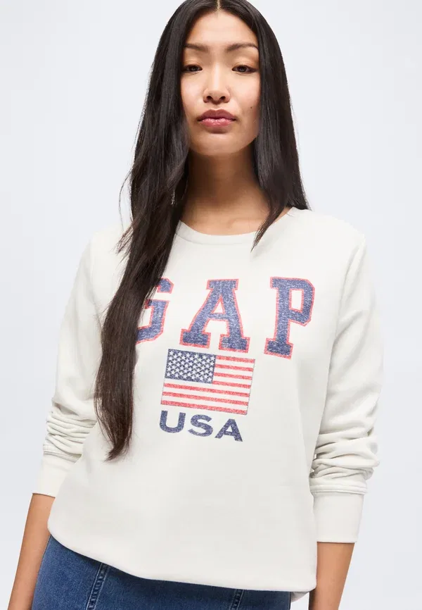Толстовка Gap Logo doorbuster crew, цвет светло-бежевый — фото 4