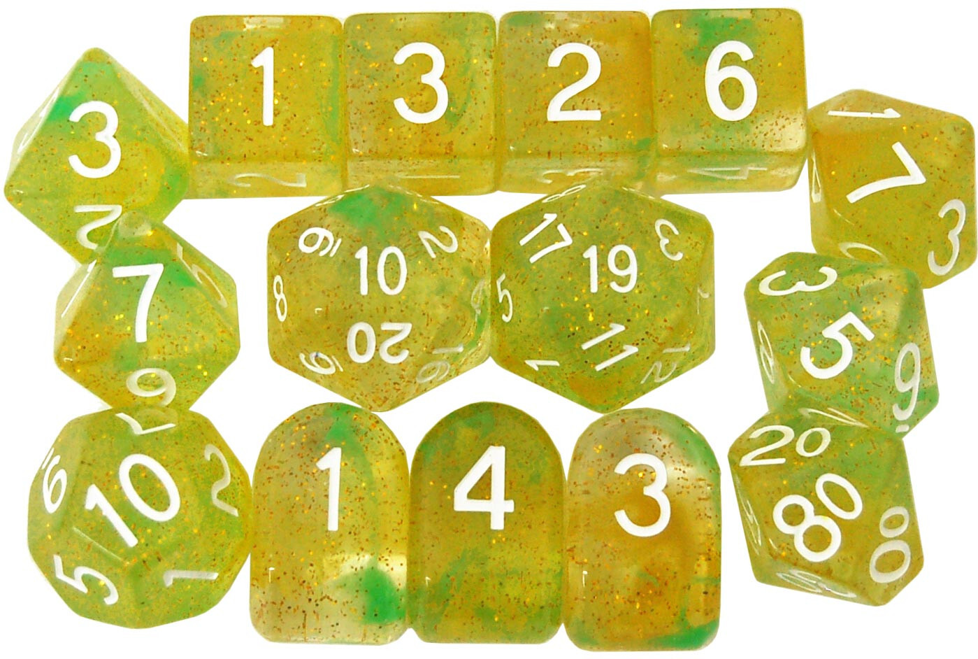 

Аксессуары Role 4 Initiative R4I Dice w/ Arch'd4: Diffusion - Dragon's Hoard w/ White (15)