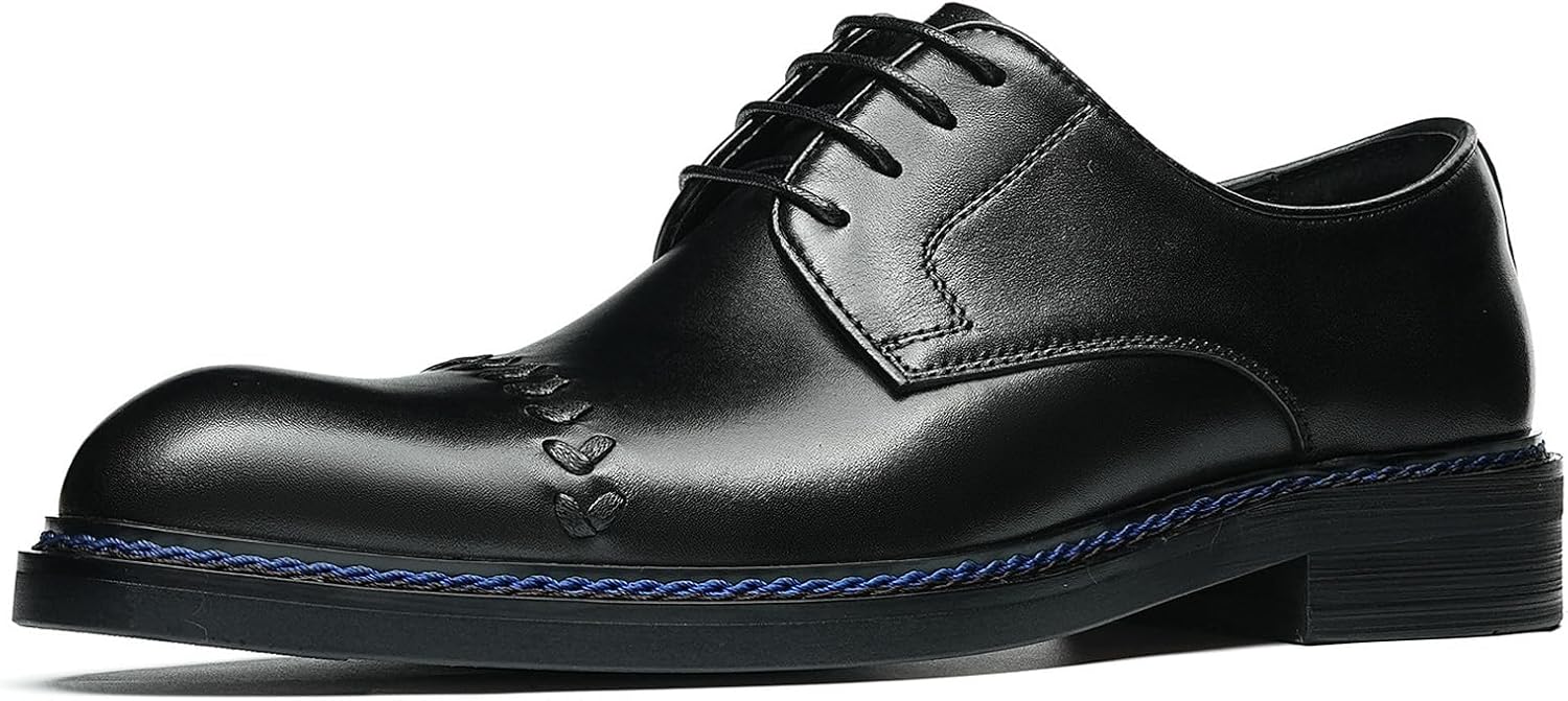 

Мужские классические деловые туфли дерби для мужчин с закрытым носком, гладкая кожа, качественное исполнение, формальные, для свадеб, офиса, повседневной носки 96176 Windhana, синий