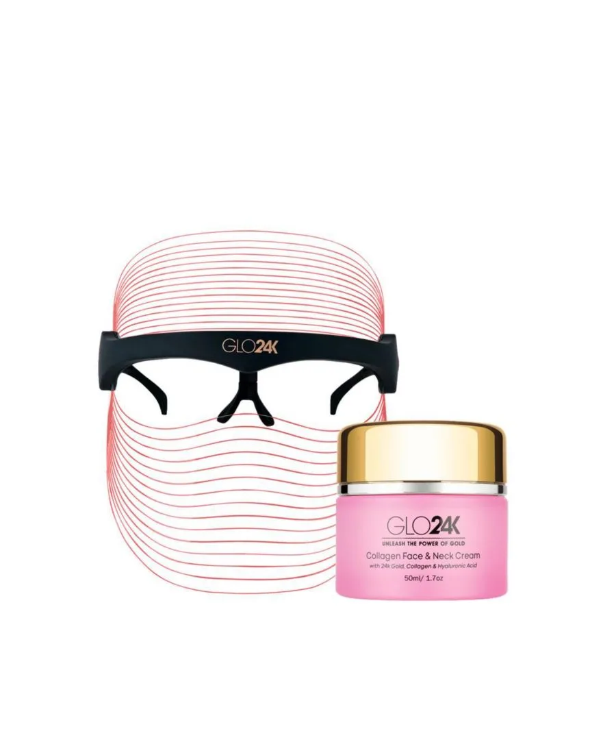 Маска для лица Glo24K — Цветная светодиодная + коллагеновый