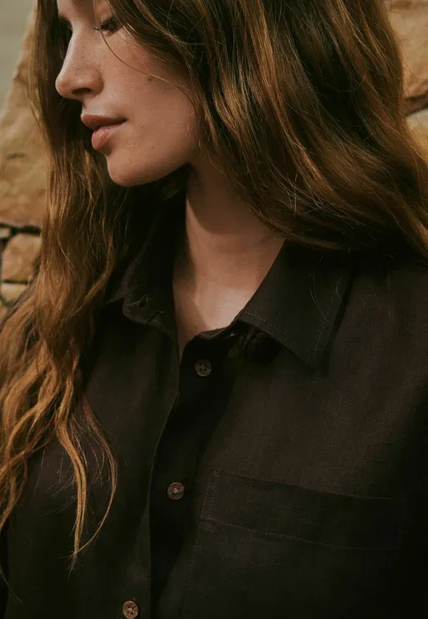Блуза Next, модель Button down, шоколадно-коричневый — фото 2