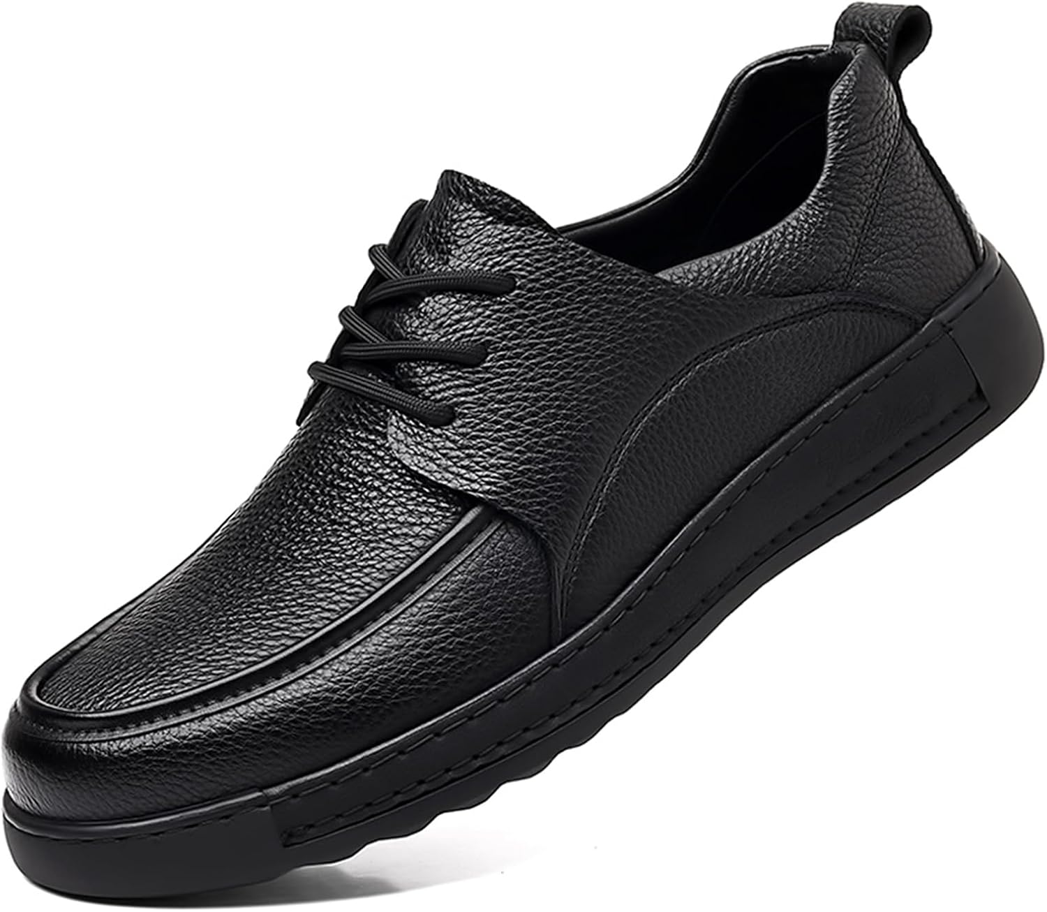 

Мужские оксфорды из мягкой кожи, повседневные с шнуровкой, ручная строчка, дышащие дерби для офиса и деловых мероприятий Ptnoka, черный