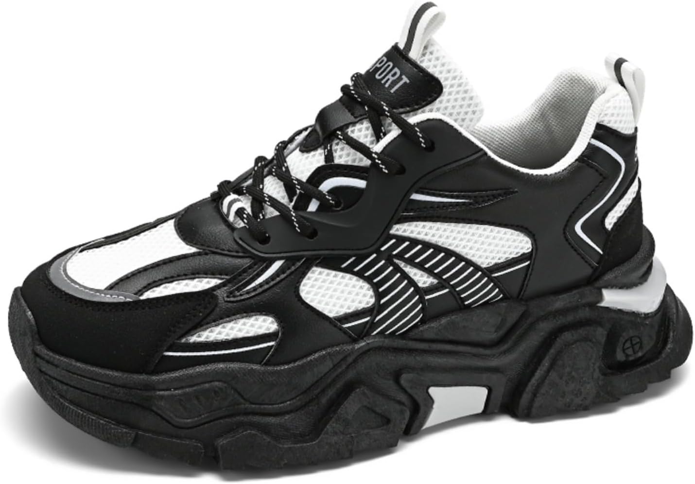 

Мужские дышащие прогулочные кроссовки для спортзала, модные беговые кроссовки, шнуровка, повседневные, комфортные для работы и тенниса Khwfjas, черный