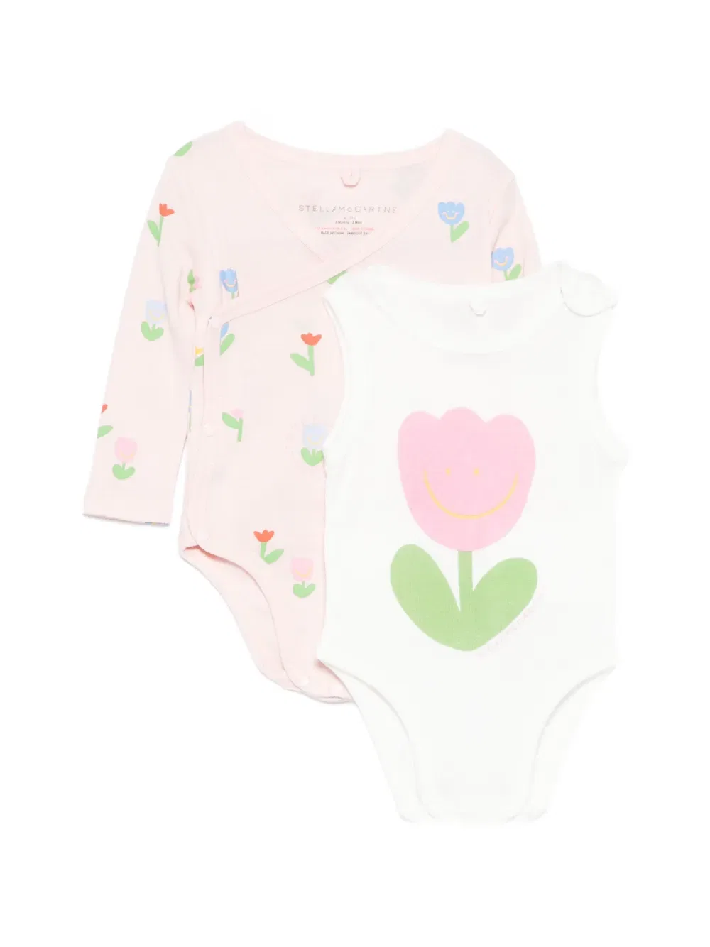 Боди с цветочным принтом (комплект из двух штук) Stella Mccartney Kids, розовый