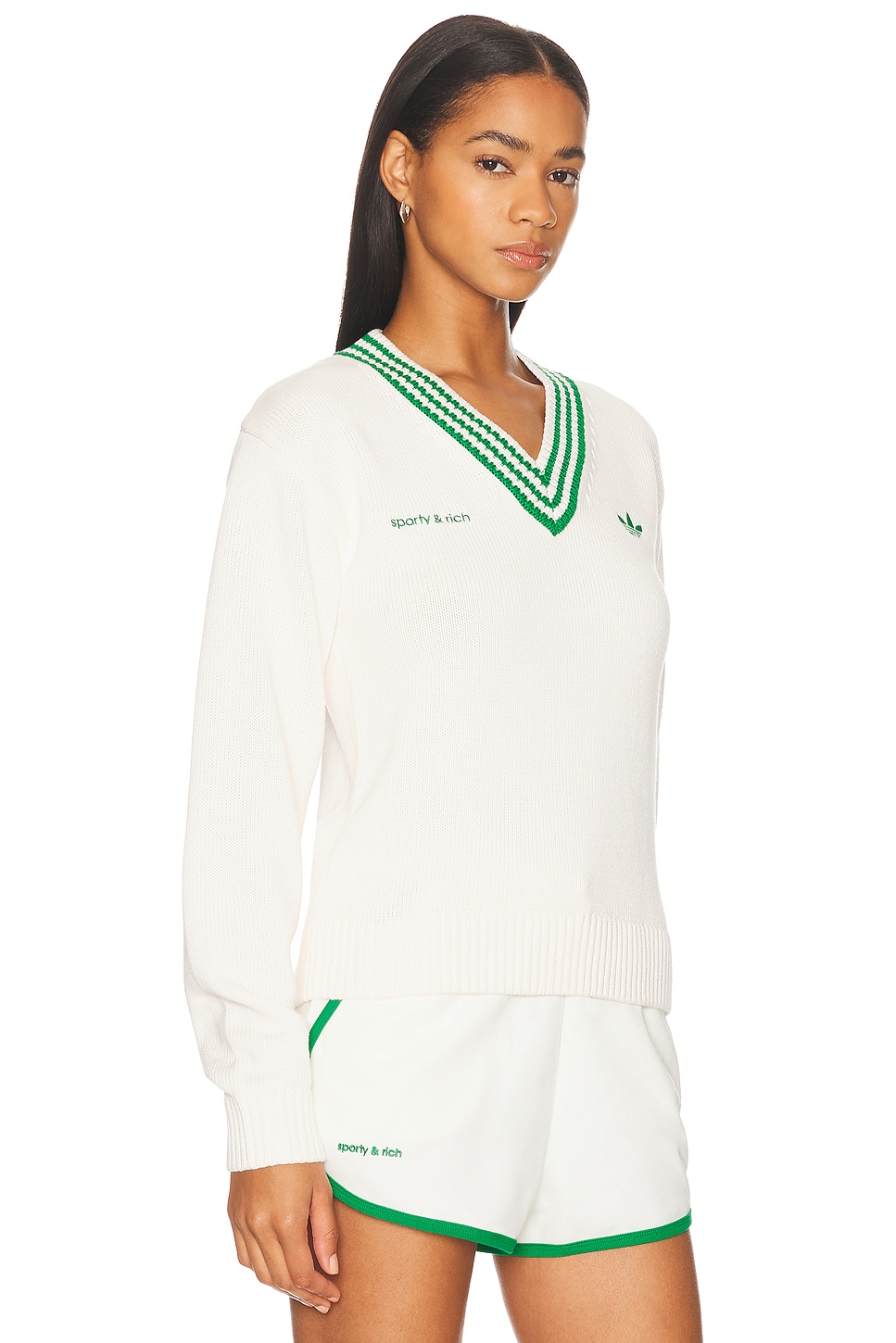 Свитер X Sporty & Rich Adidas Originals, Off White & Green — фото 2