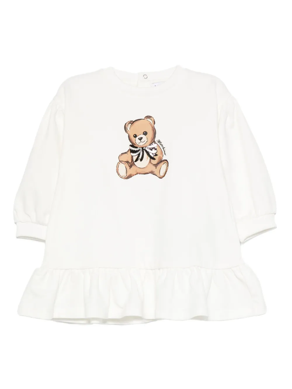 

Платье с рюшами и принтом «тедди» Moschino Kids, белый