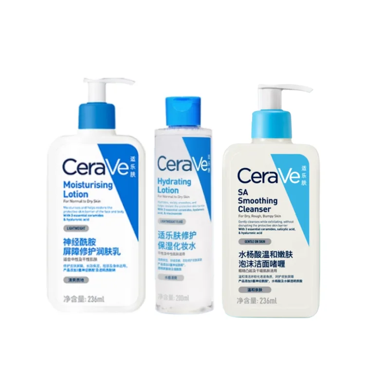 CeraVe Набор из трех средств: очищающее молочко, тоник и эмульсия, 200 мл тоник+236 мл эмульсия+236 мл очищающее молочко с AHA, C Milk 473ml+Salicylic Acid Cleanser 236ml+Toner 200ml — фото 2