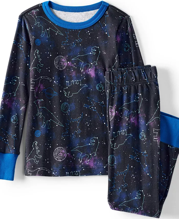 

Детский комплект пижамы с длинными рукавами и штанами облегающего кроя Lands' End, черный