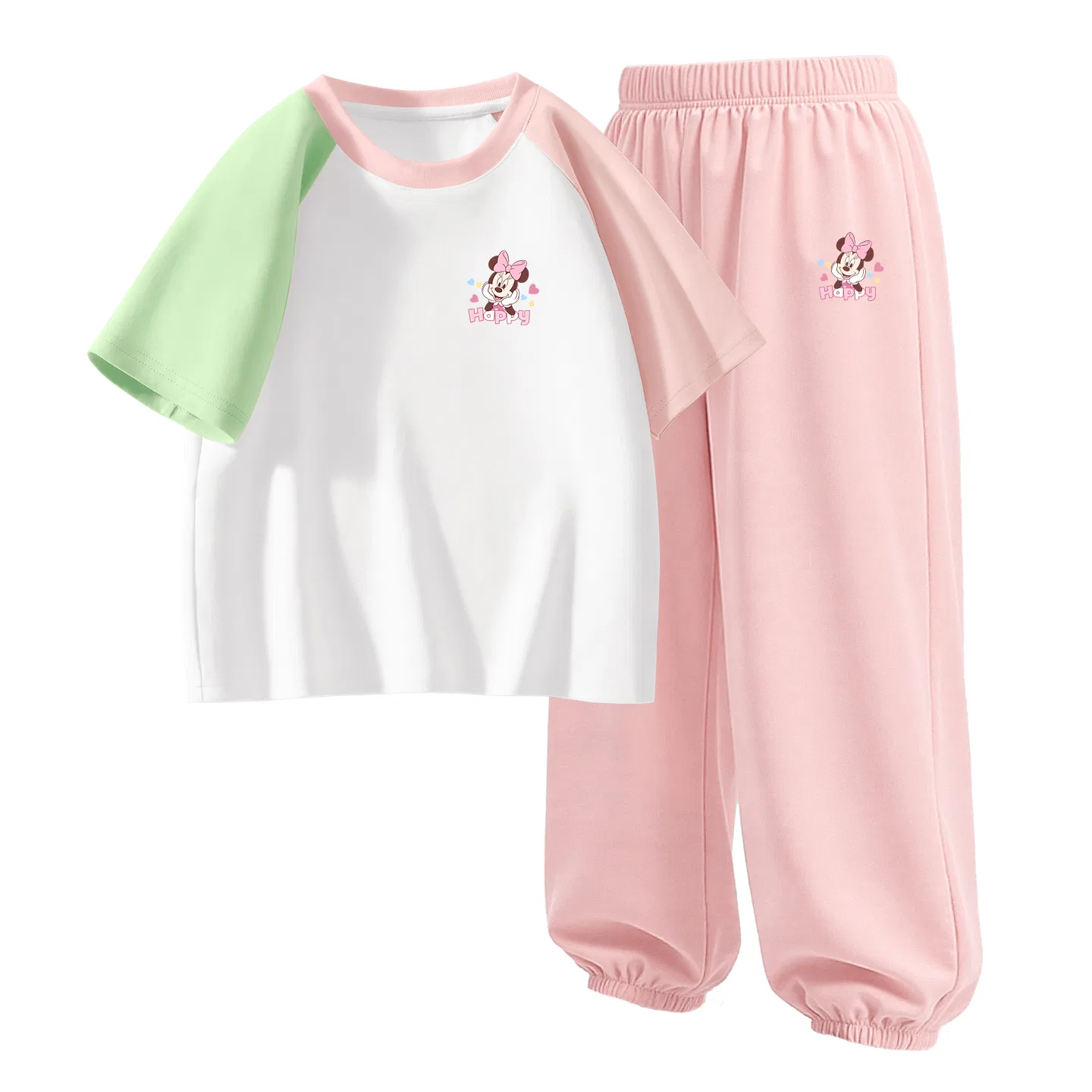 Детская повседневная спортивная футболка с круглым вырезом Disney, Di Hair Clip K Green Pink+Di Headband K Soft Pink — фото 4
