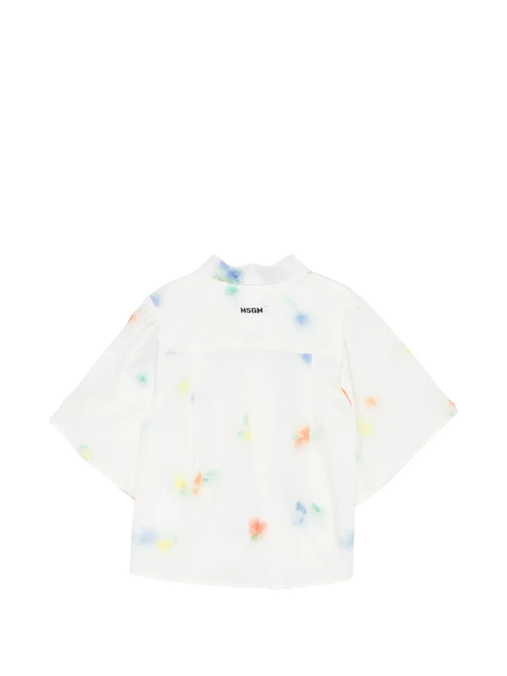 Рубашка с короткими рукавами и цветочным принтом Msgm Kids, белый — фото 2