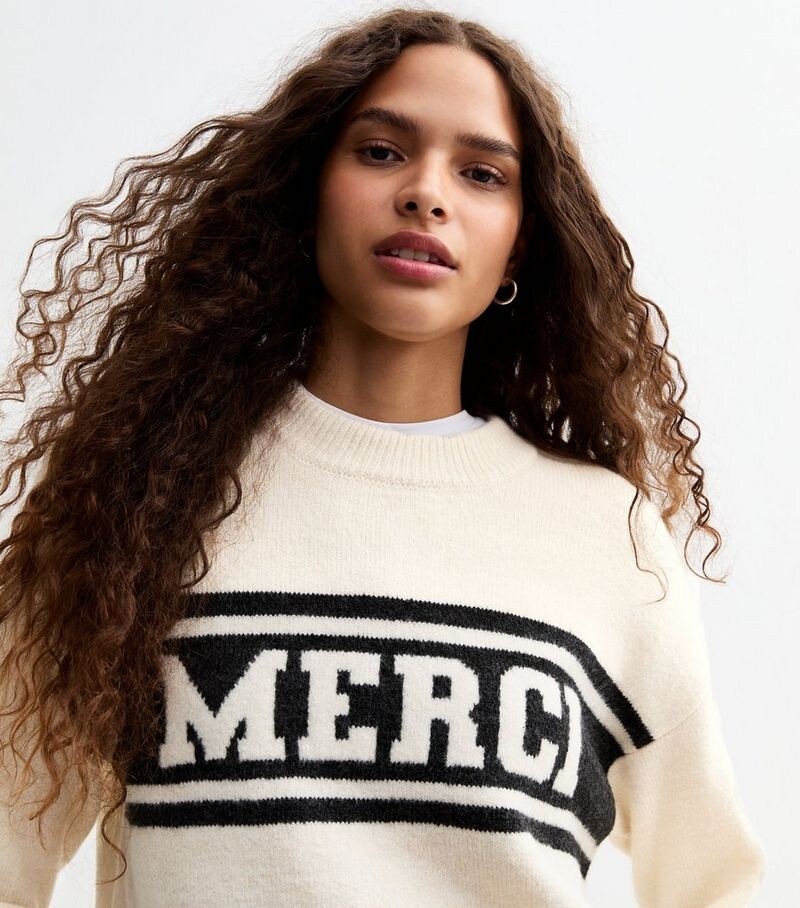 

Off-White Двухцветный джемпер Merci New Look, белый