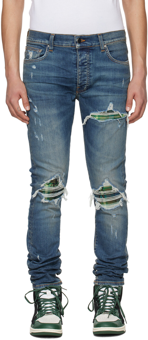 

Синие рваные джинсы Amiri, цвет Crafted indigo