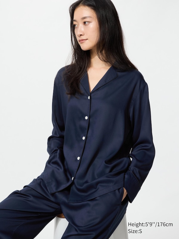 

Сатиновая пижама с длинным рукавом Uniqlo, 69 navy