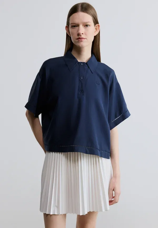 Поло Lacoste из твила, темно-синее