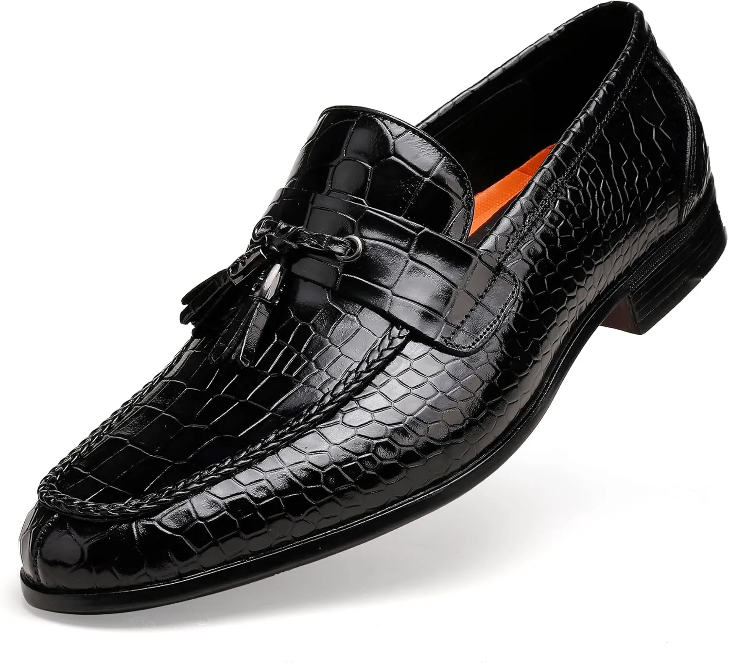 

Мужские кожаные лоферы с кисточками, классические роскошные лоферы с гладким верхом и кисточками, черные Generic, черный