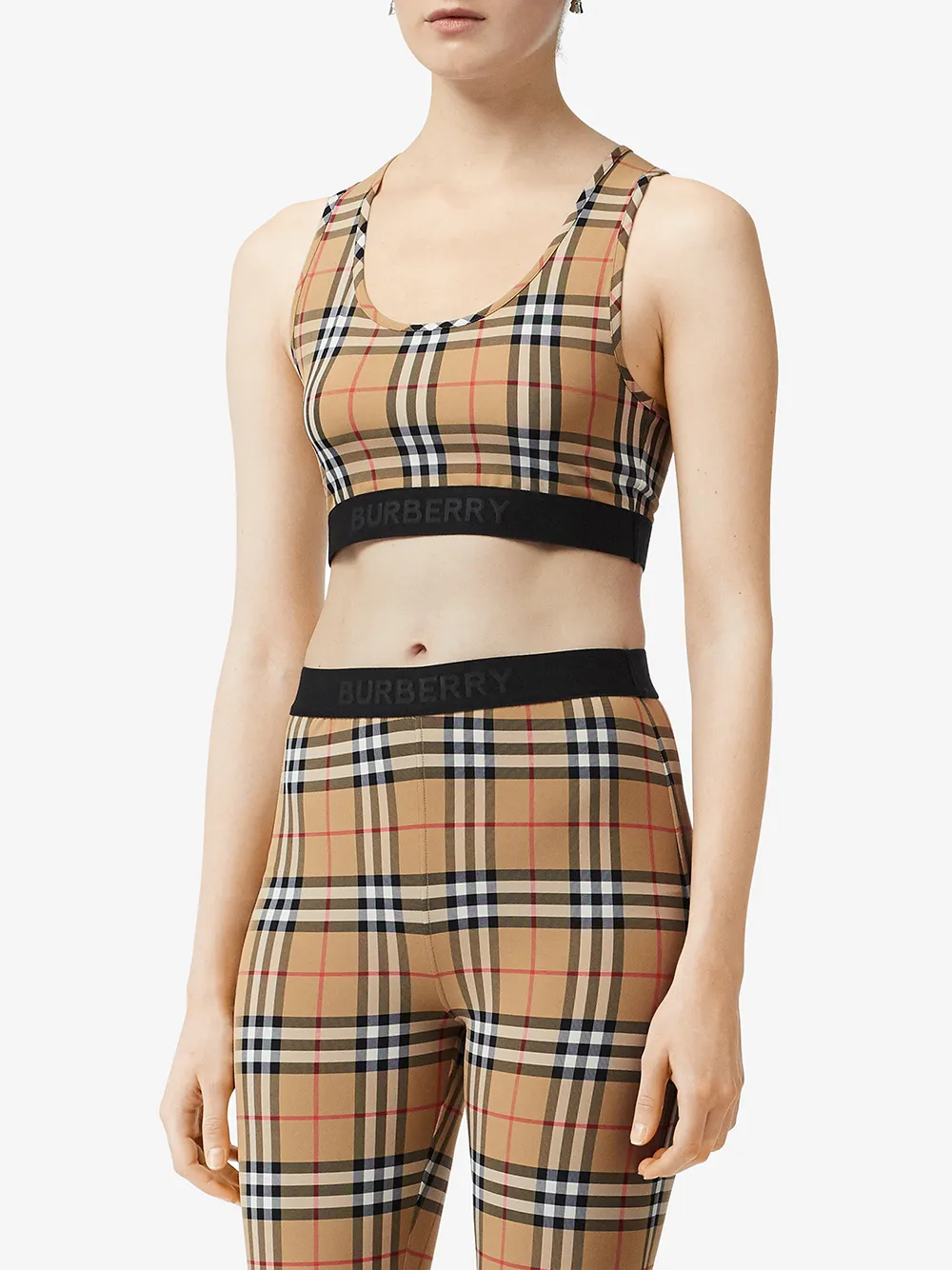 Бюстгальтер BURBERRY Vintage Check, спортивный, коричневый — фото 3