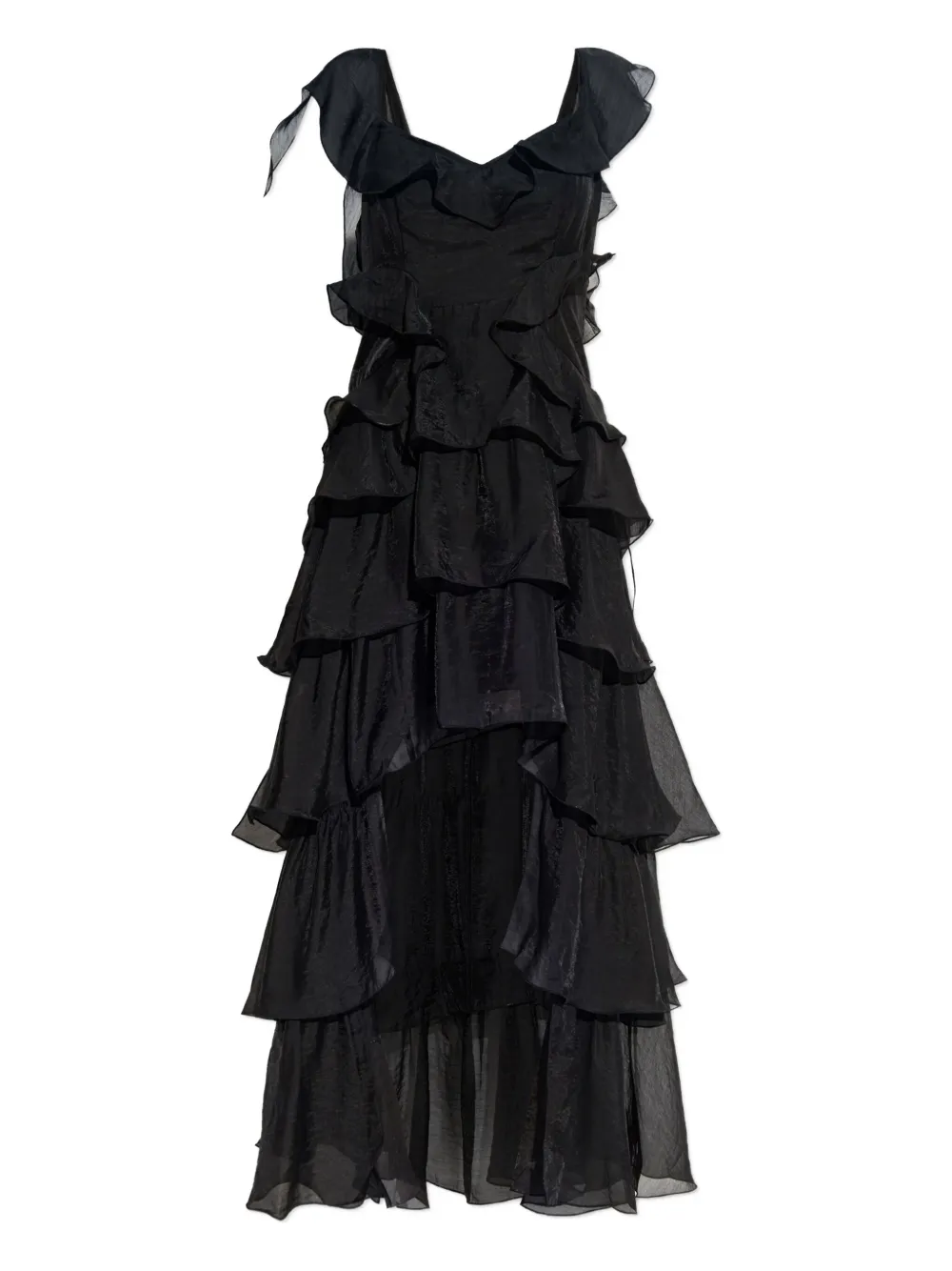

Платье с оборками AllSaints, черный