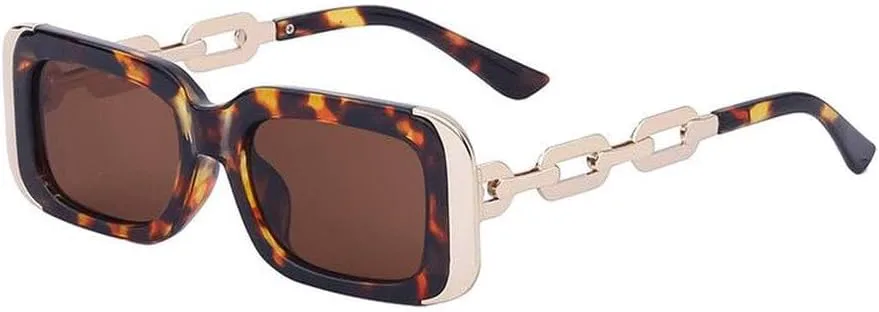 

Модные прямоугольные солнцезащитные очки для женщин, роскошные прямоугольные солнцезащитные очки для женщин, дужки с цепочкой, SUN3854 Generic, C4leopardbrown