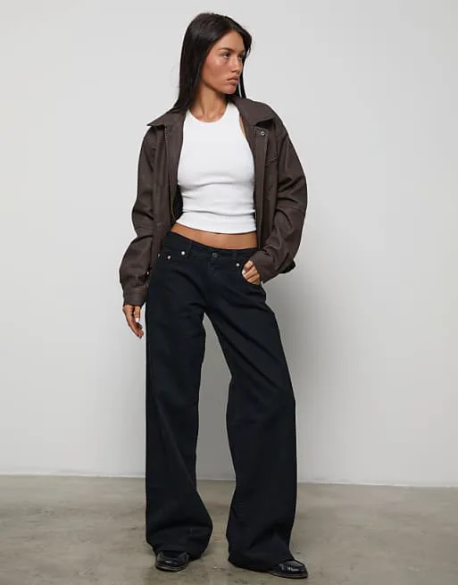 

Черные вместительные джинсы с низкой посадкой Motel