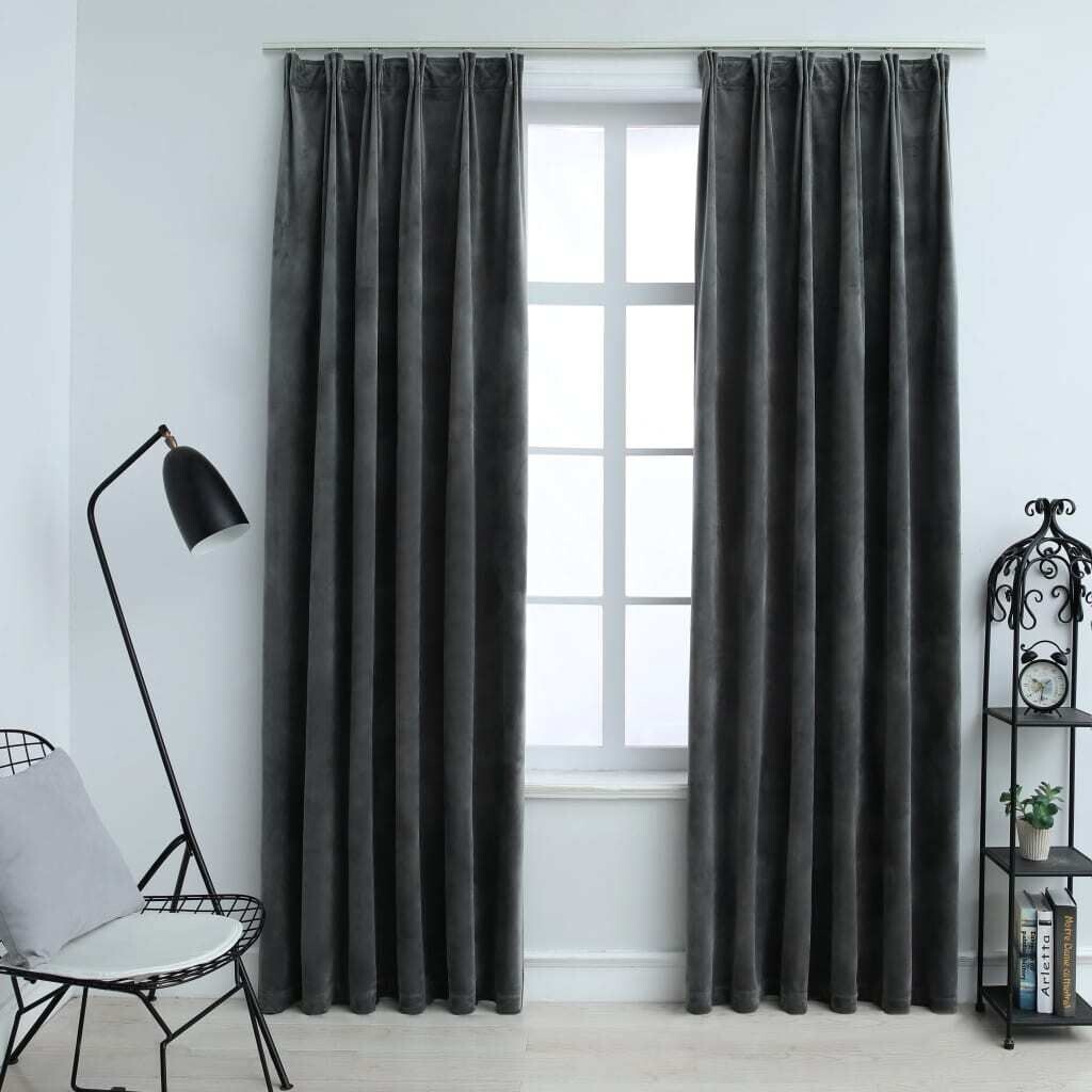 

Шторы блэкаут на крючках 2шт бархат антрацит 140х225см DKD HOME DECOR, серый