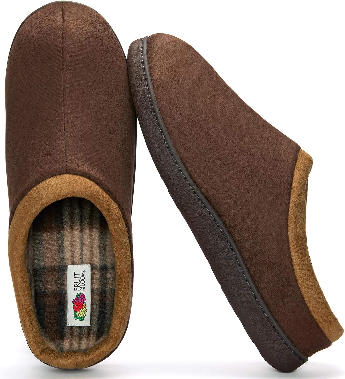 

Мужские тапочки Fruit of the Loom с мемори-пеной - сабо из микроткани - для дома и улицы, можно стирать в машине, удобные тапочки, коричневый