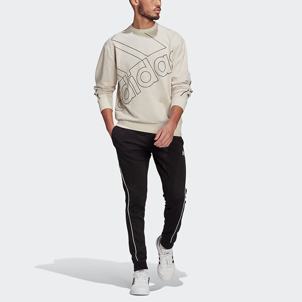 Толстовка adidas U Favs Q1 Swt Logo Printing Sports Pullover Round Neck Bauxite Brown, коричневый — фото 3