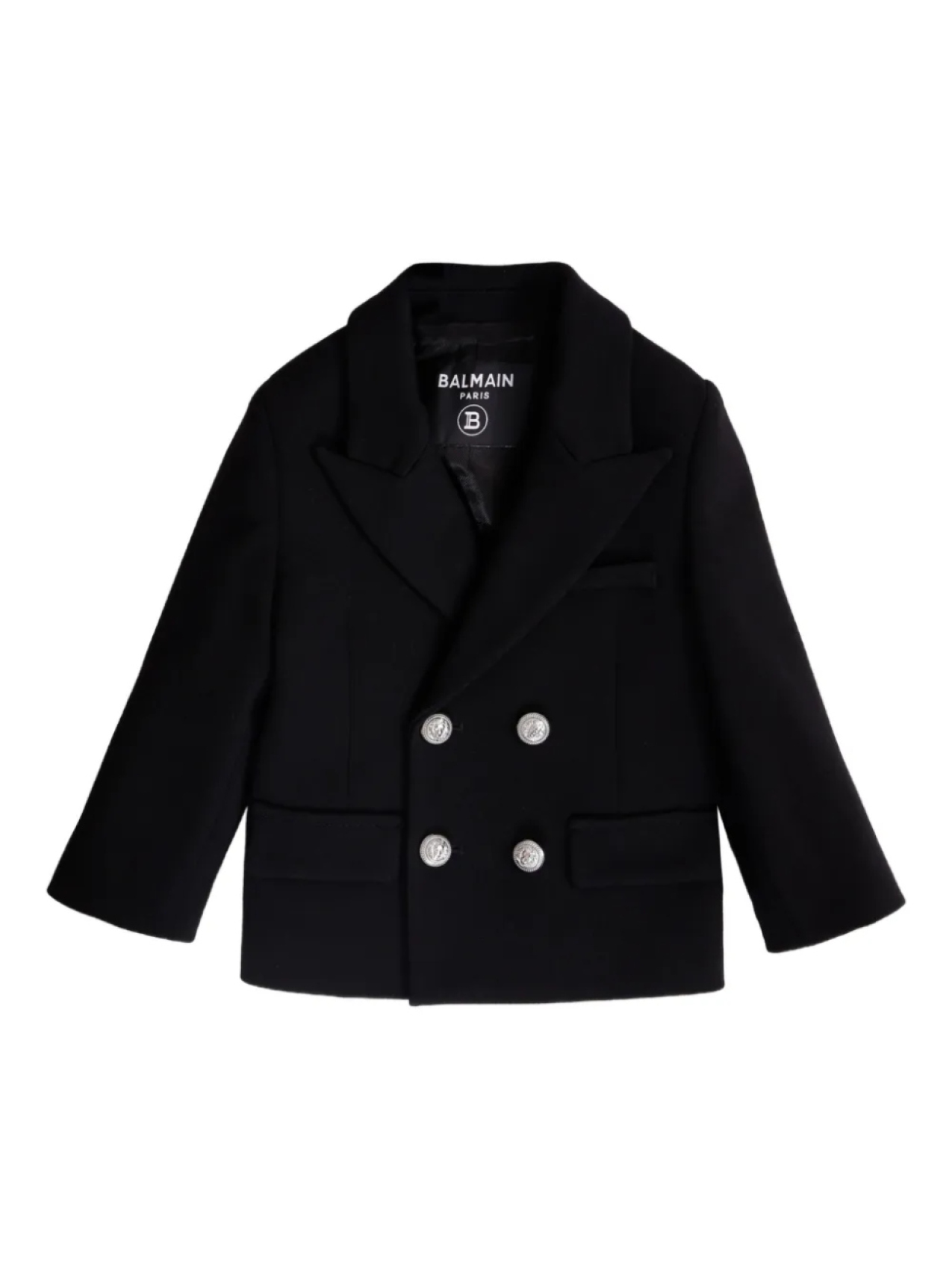 

Двубортный блейзер Balmain Kids, черный