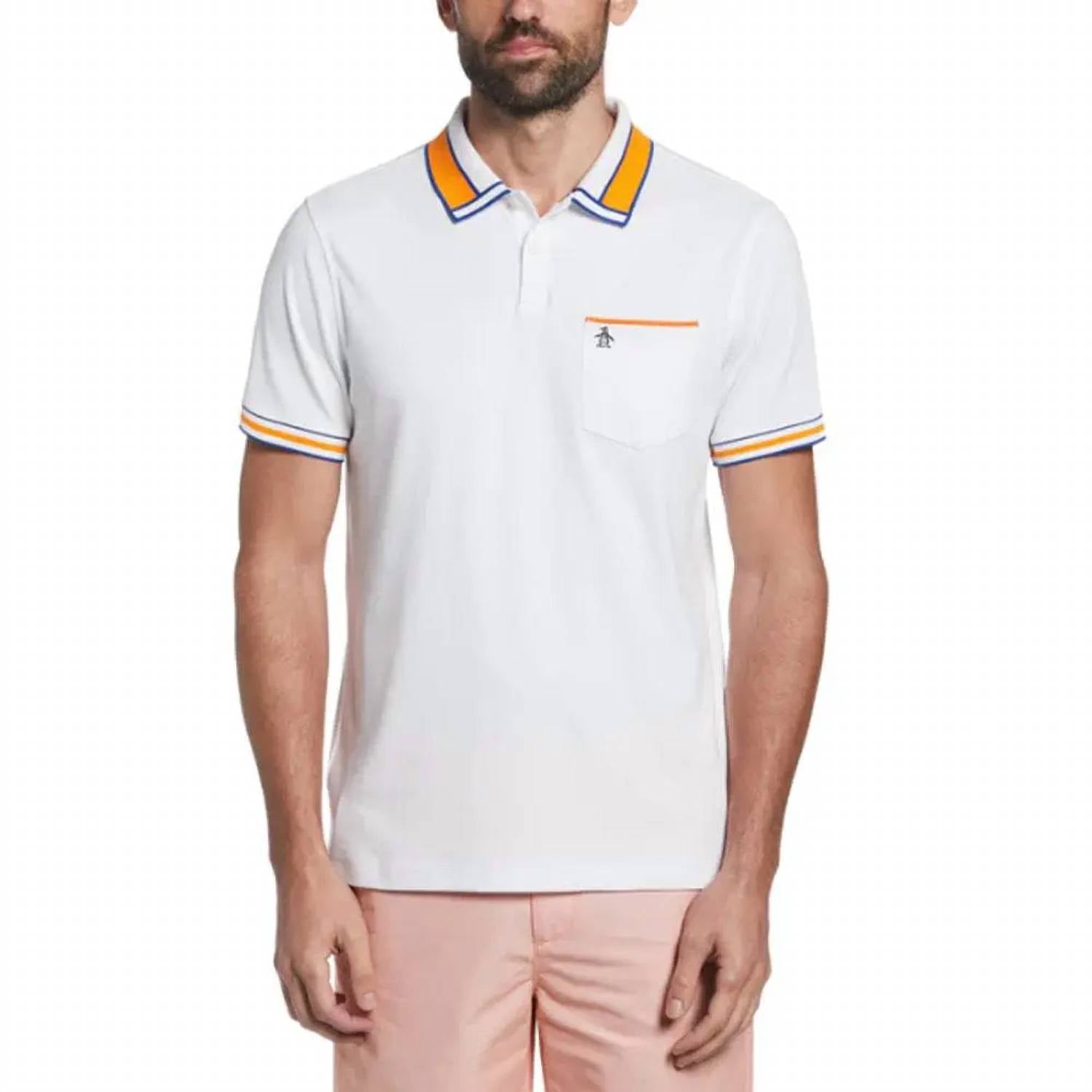 

Рубашка-поло из органического хлопка в полоску ярко-белого цвета Original Penguin