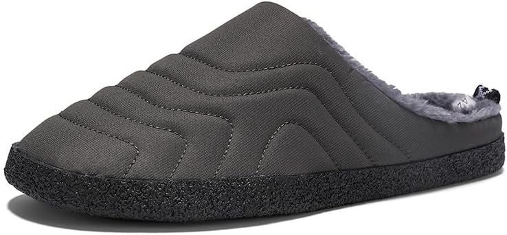 

Мужские тапочки Asifn с противоскользящей подошвой для дома и улицы, удобные зимние домашние обувь с теплой плюшевой подкладкой и хлопковой подошвой, серый
