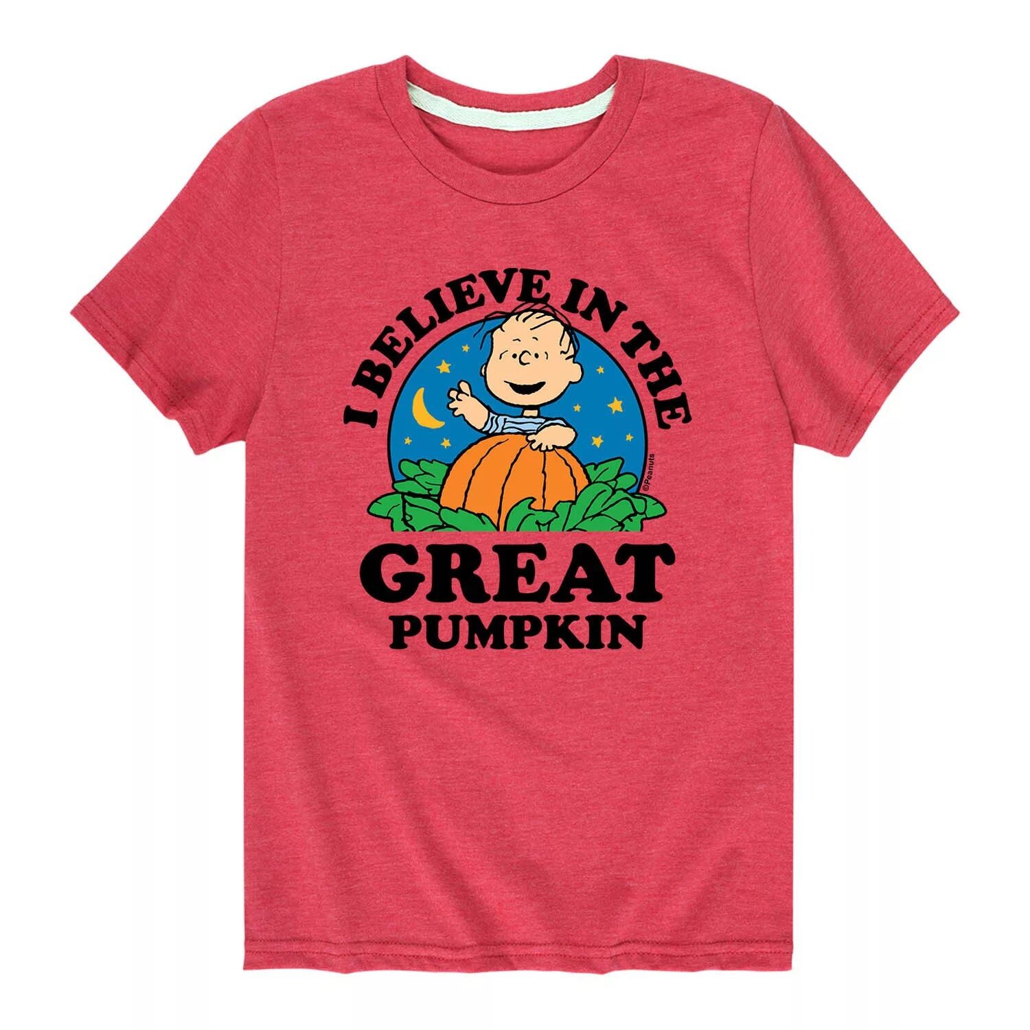 

Футболка Peanuts Charlie Brown для мальчиков 8–20 лет «Я верю в великую тыкву» Licensed Character, красный
