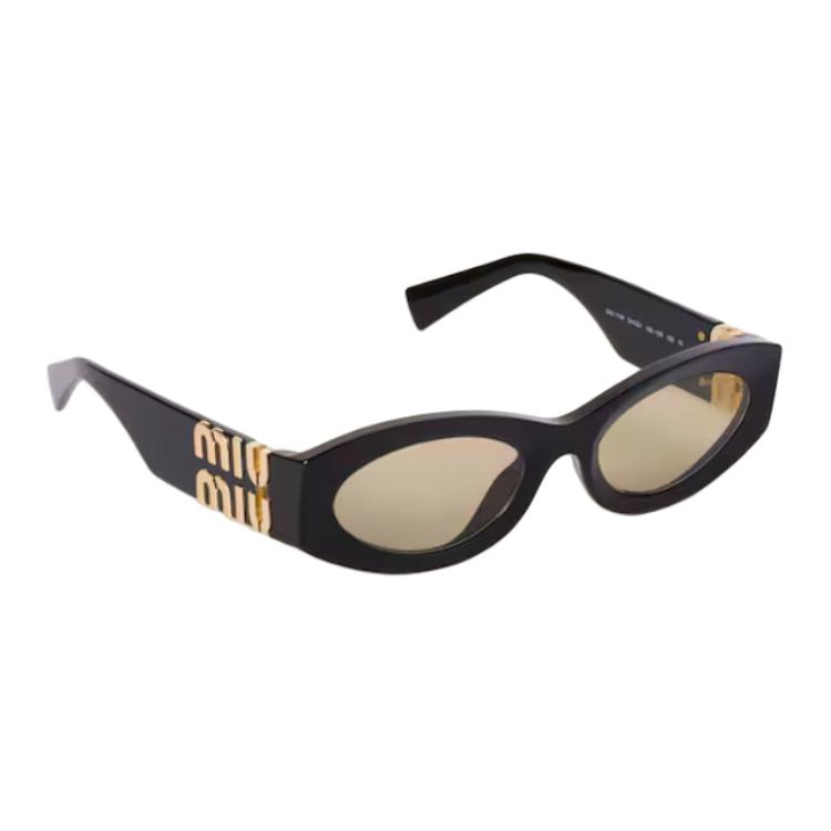MIU MIU Ацетатные овальные солнцезащитные очки женские черные, Black — фото 3