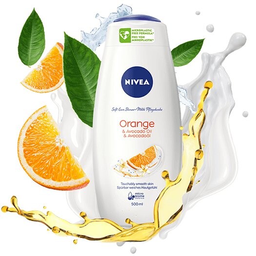 Питательный гель для душа 500мл Nivea, Orange & Avocado Oil Care Shower — фото 2