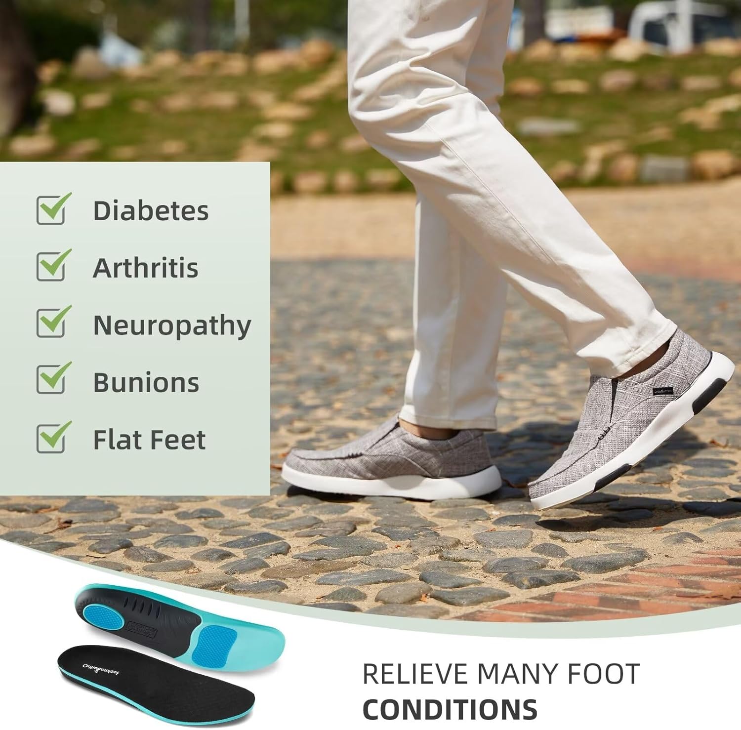 Мужские ортопедические удобные мокасины OrthoComfoot с поддержкой свода стопы, ортопедические лоферы при подошвенном фасците, повседневные винтажные прогулочные туфли из ткани для облегчения боли в стопе и пятке, светло-серый — фото 4