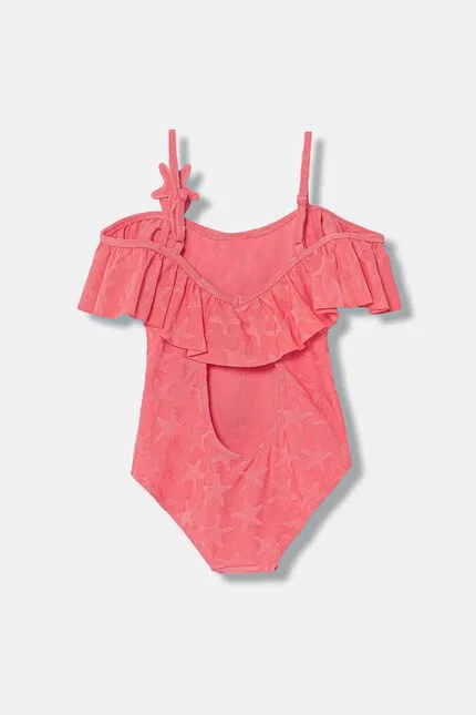 Купальник детский с воланами и геометрическим принтом United Colors of Benetton, оранжевый — фото 2