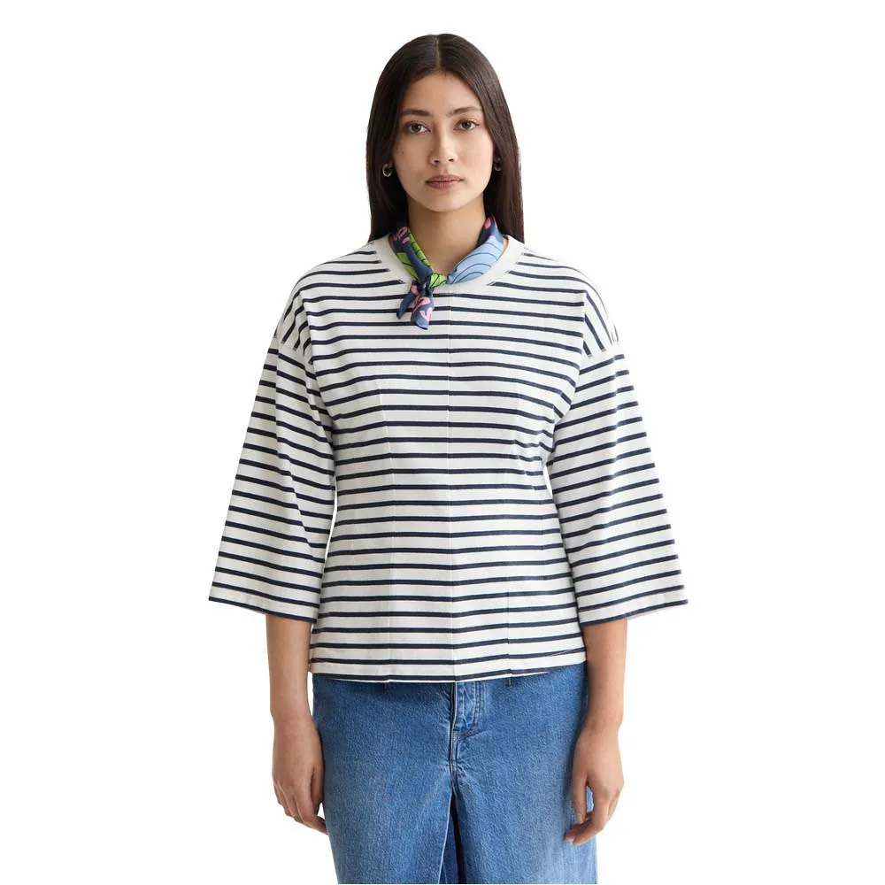 

Футболка Scotch & Soda Washed Striped Breton Shaping Details 3/4 sleeve, белый