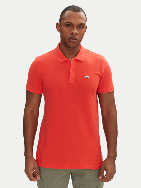 

Рубашка поло облегающего кроя DM0DM20676 Tommy Jeans, красный