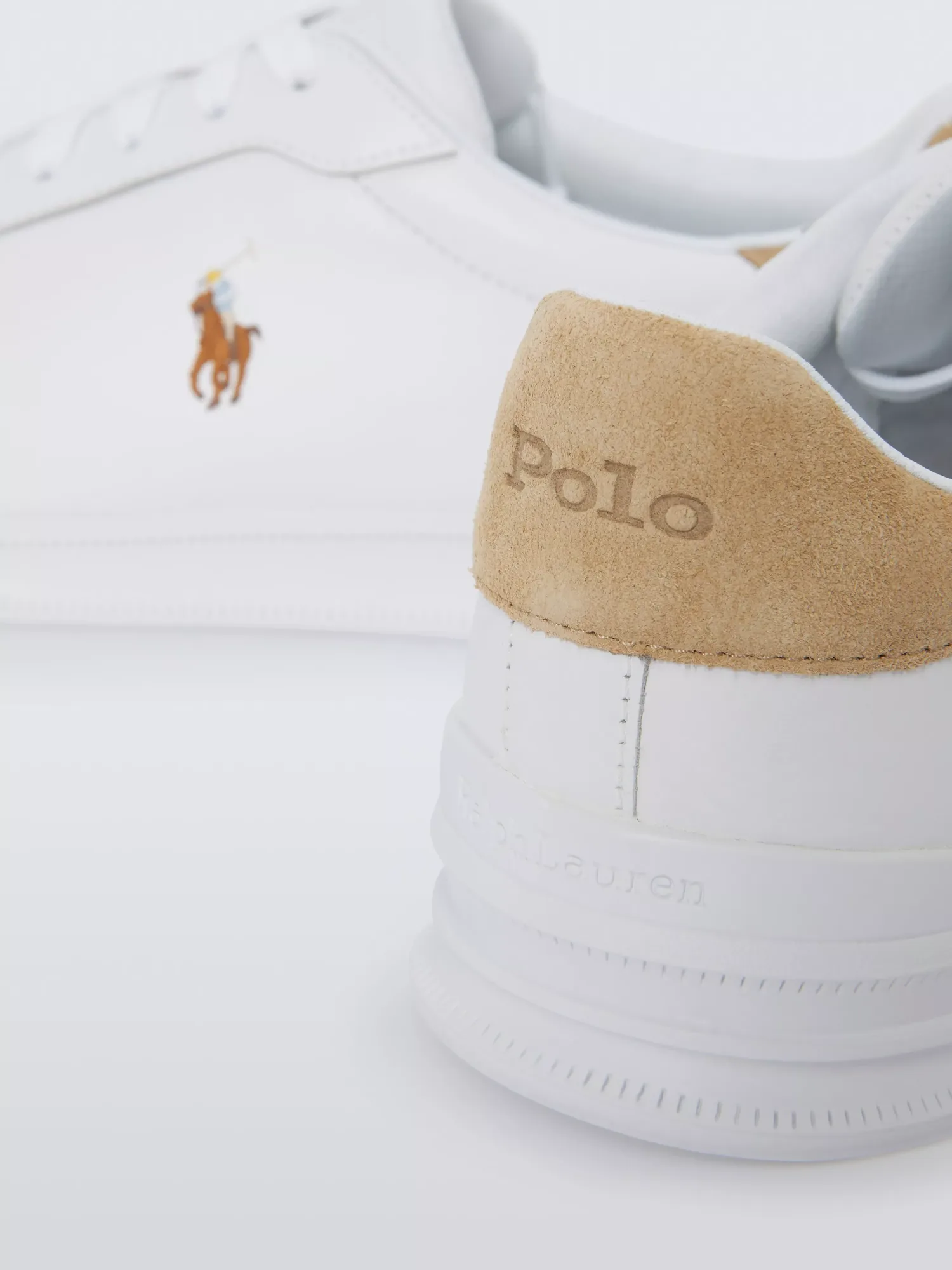 Кожаные кроссовки Polo Heritage Court II Ralph Lauren, White Tan — фото 4