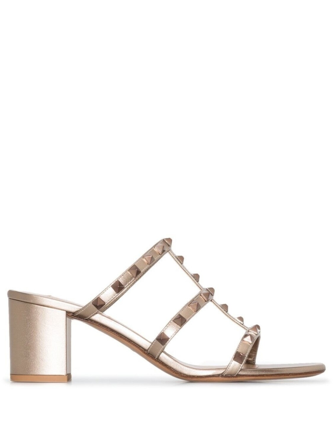 Valentino Garavani декорированные сандалии Rockstud, золотистый