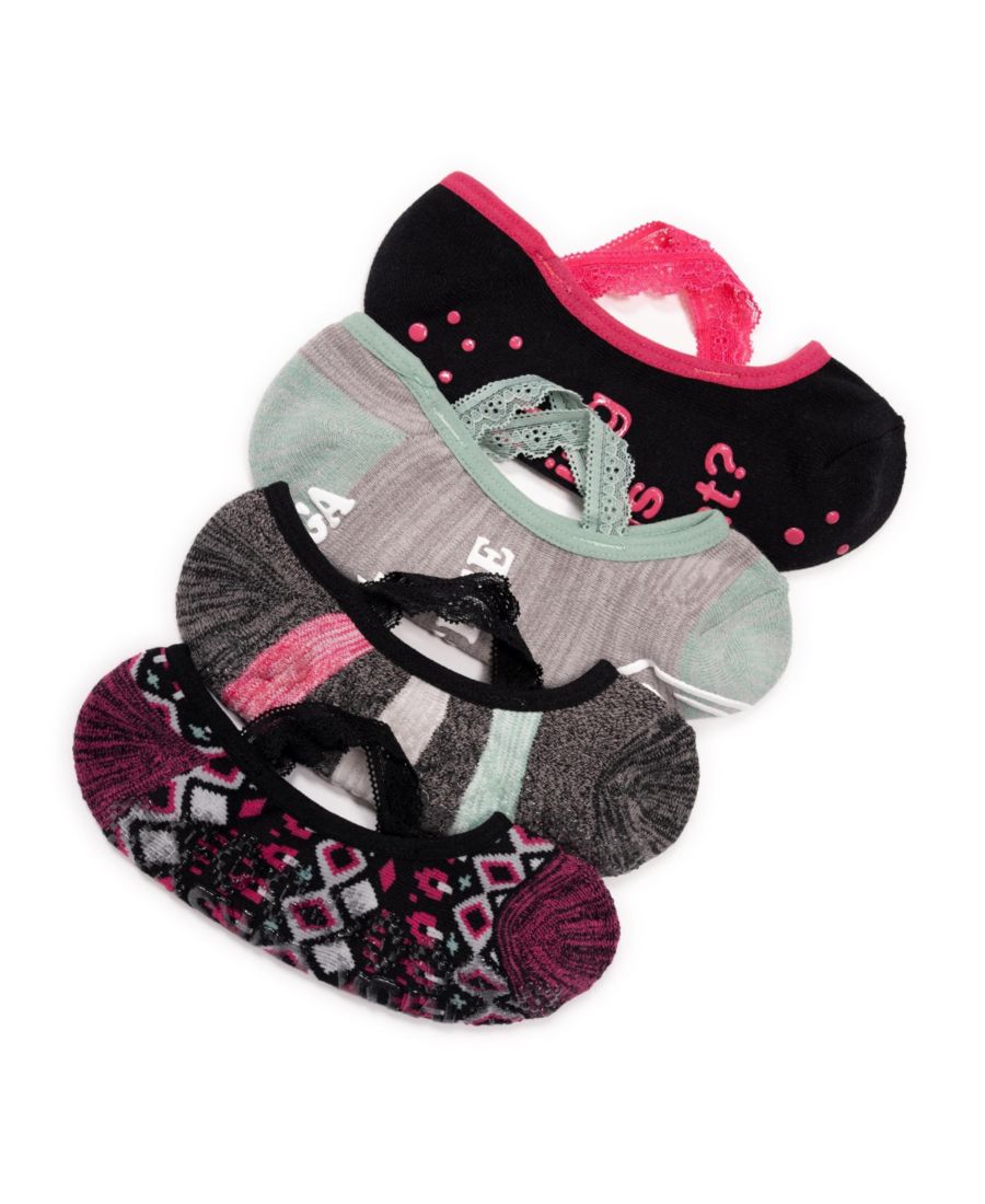 

Женские студийные носки - балетные с перекрестными лямками, 4 шт MUK LUKS, Black/pink pack