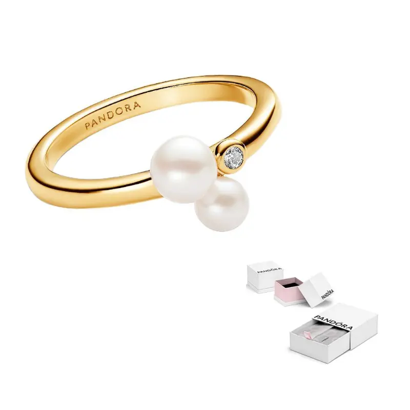 

Pandora Кольца Unisex Gold с покрытием 14K Gold, Cubic Zirconia и пресноводным жемчугом