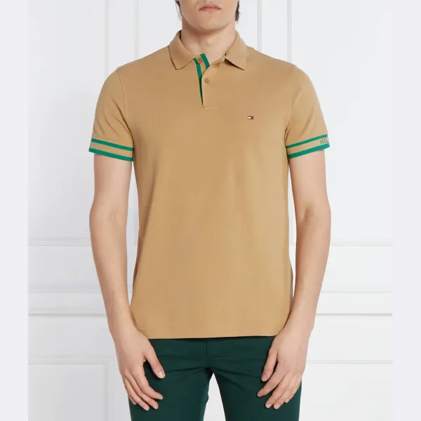 

Рубашка-Поло узкого кроя с монотипными манжетами Tommy Hilfiger, бежевый