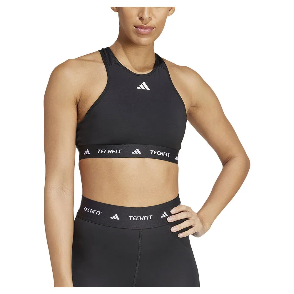 

Спортивный бюстгальтер adidas Techfit High Neck Medium Impact Sports Bra, черный