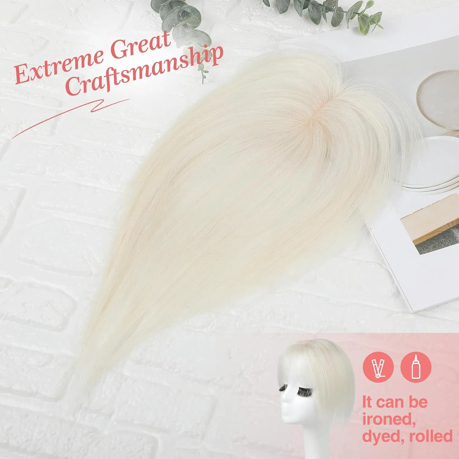 Накладка для волос из натуральных волос «Flufymooz» Flufymooz, White Blonde — фото 4