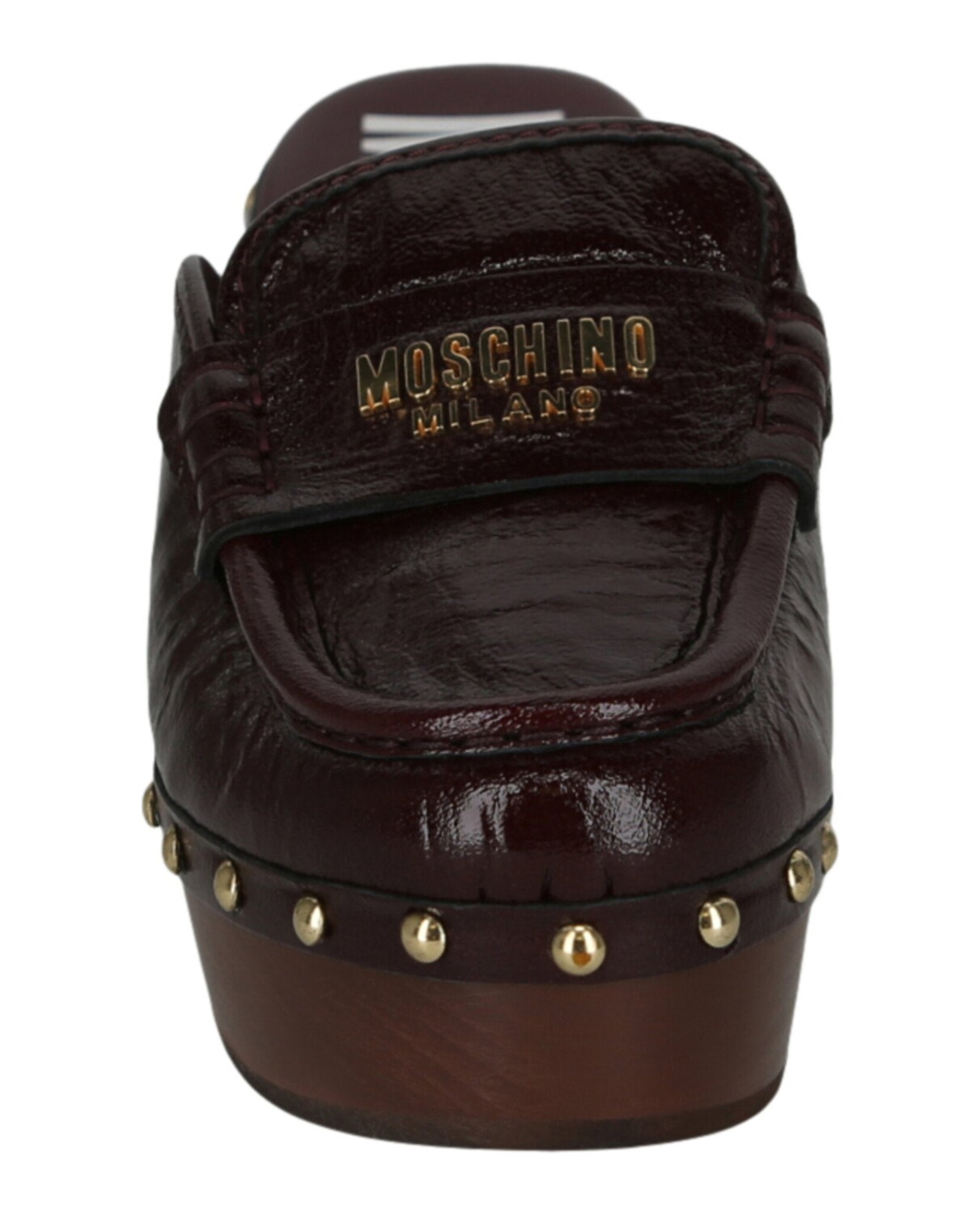 

Сабо из лакированной кожи с логотипом Moschino, цвет Bordeaux