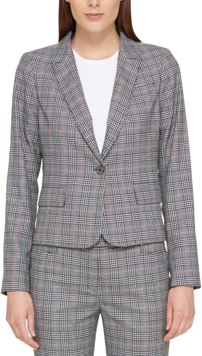 

Женский клетчатый блейзер Tommy Hilfiger на одной пуговице (12, алый многоцветный), Scarlet Multi