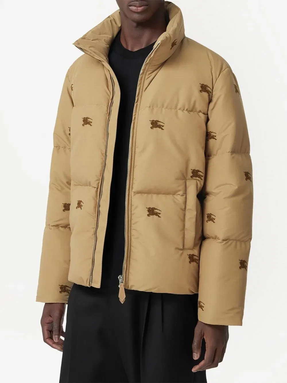 Пуховая куртка Burberry с вышитым логотипом, нейтральный — фото 3