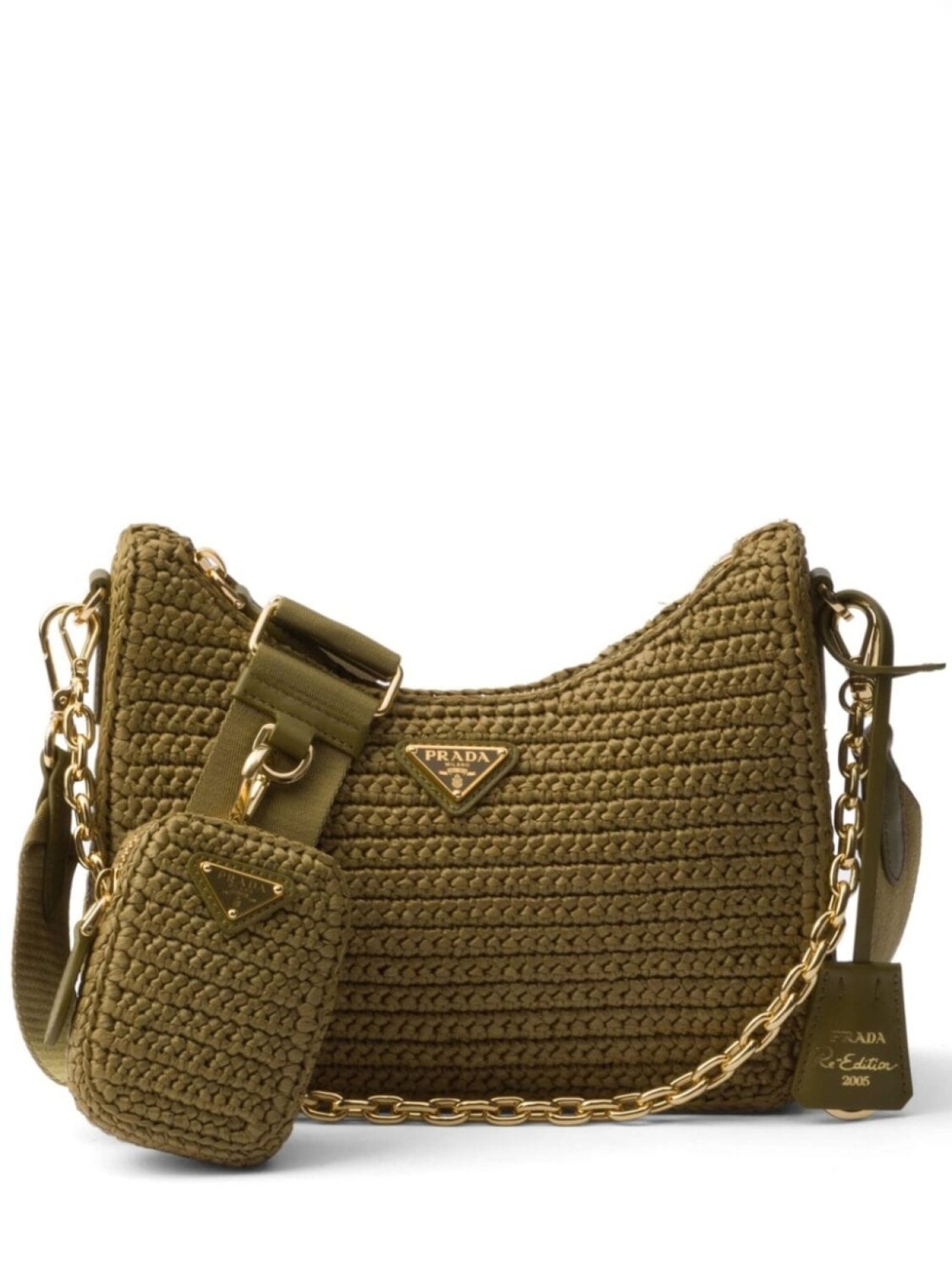 

Сумка Prada Re-Edition 2005 в технике кроше, зеленый