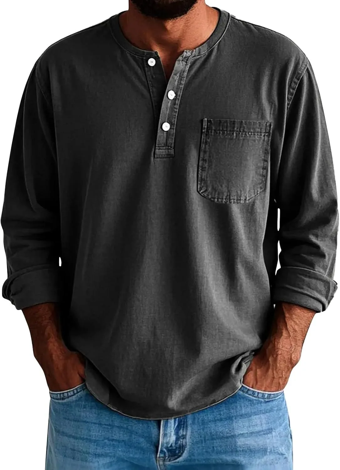 

Мужская футболка-поло RTRDE с длинным рукавом и карманом, M-3XL