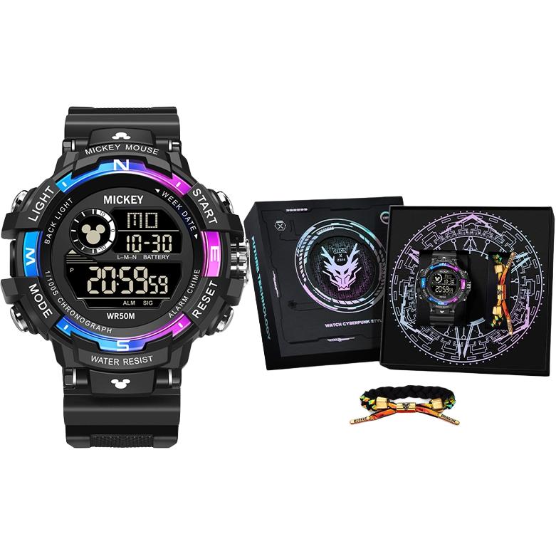 

Disney Часы Electronic Movement Watch Men's Watch Black Dial, Trendy Purple[Future Technology Box Limited Edition Comes with Bracelet]