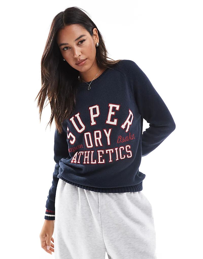 

Свободный трикотажный джемпер с графическим узором темно-синего цвета Superdry